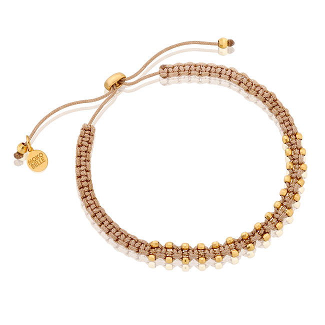 Coffee braided bracelet with beads