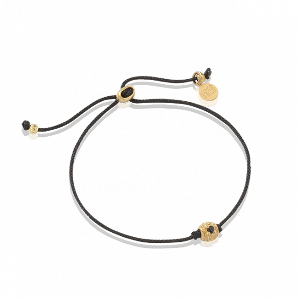 Braided bracelet with engraved onyx barrel