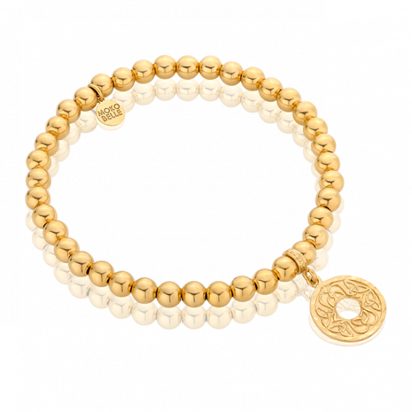 Bracelet with gold-plated beads and rosette Mokobelle