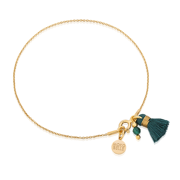 Bracelet with malachite stone and tassel