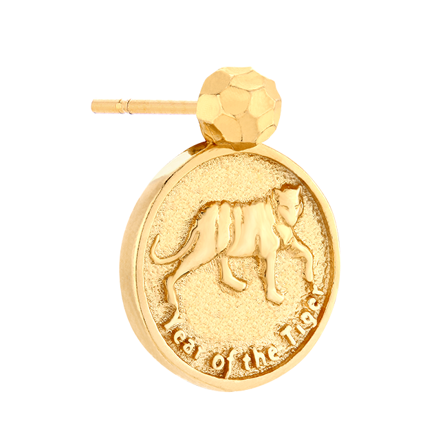 Mono-kolczyk z monetą z chińskim zodiakiem
