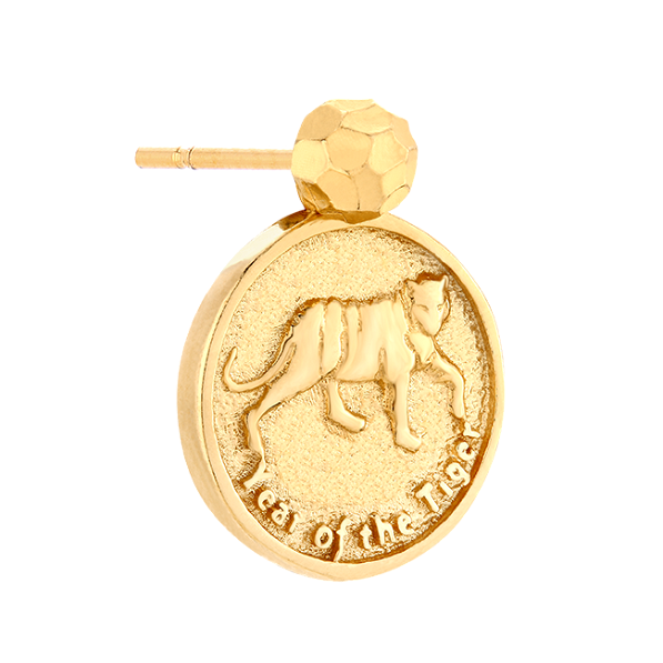 Mono-kolczyk z monetą z chińskim zodiakiem