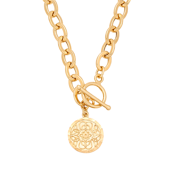 Long chain necklace with Mokobelle medallion