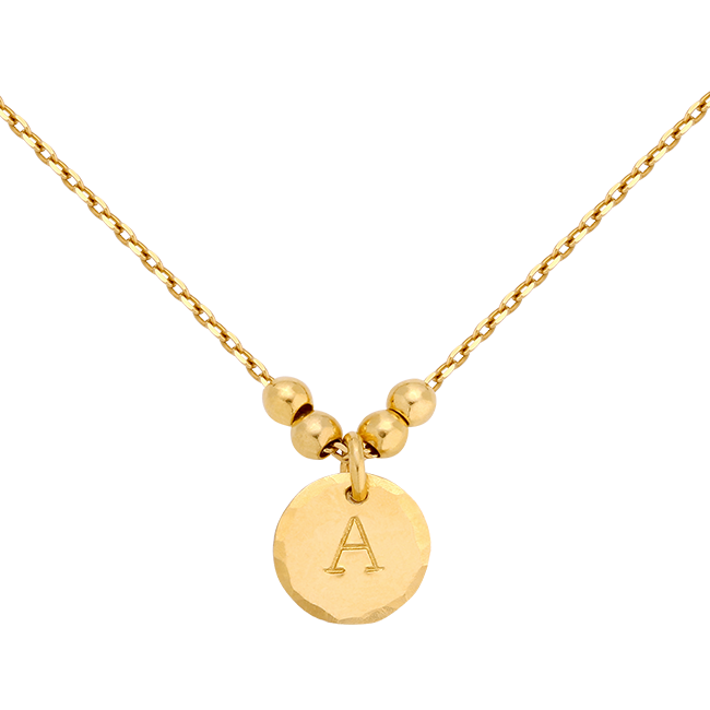 Chain necklace with a coin and engraved letter